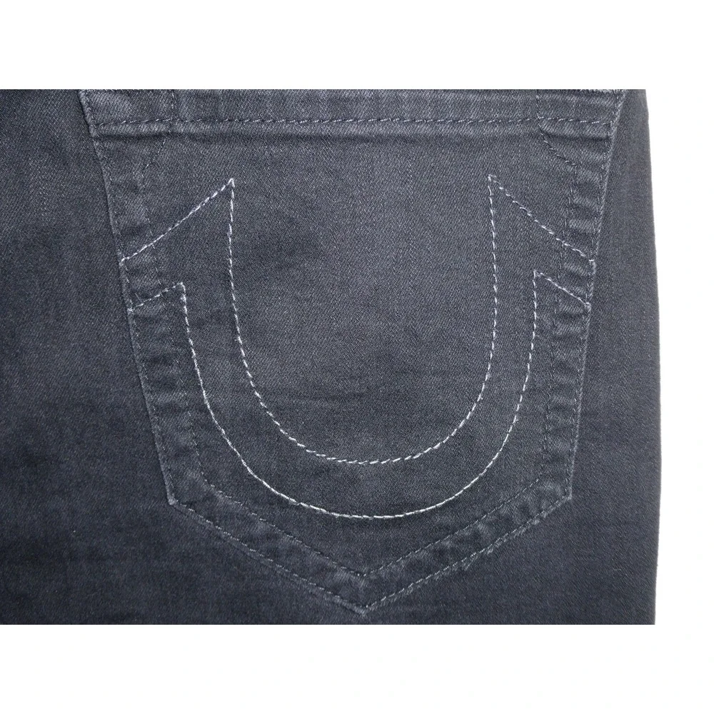 True Religion Jeans Mens Size 38x28 Black Ricky Slim‎ Drop Rise Stretch Denim